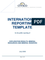International Reporting Template: Exploration Results, Mineral Resources and Mineral Reserves