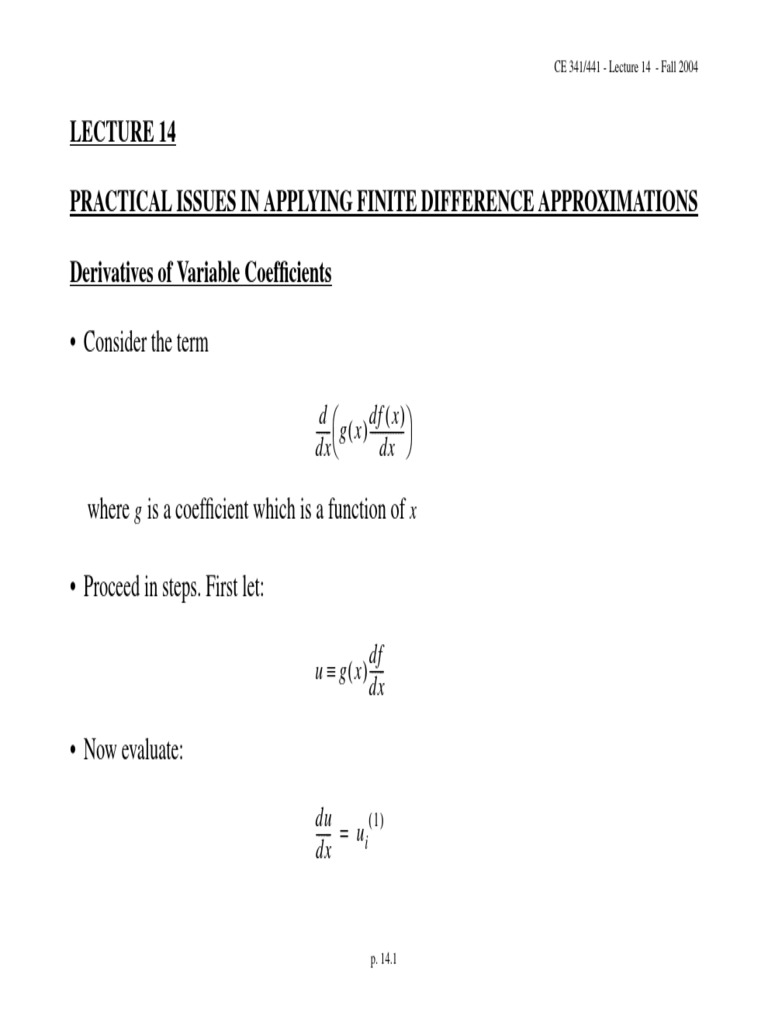 Central Finite Difference Coefficients | PDF