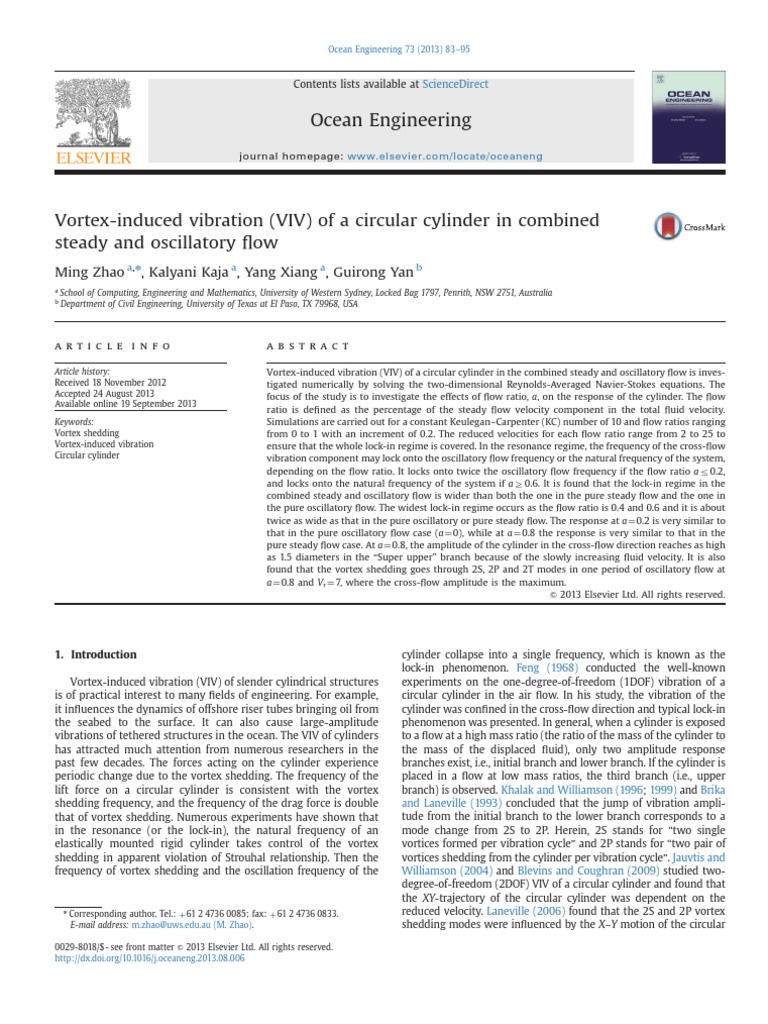 Vortex-Induced Vibration of Cylinders | PDF | Soft Matter | Mechanics