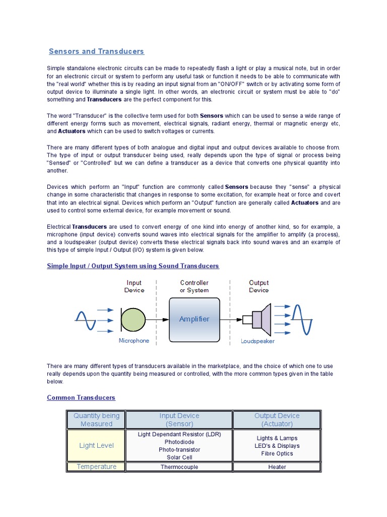 Understanding Sensors and Transducers | PDF | Amplifier | Operational ...
