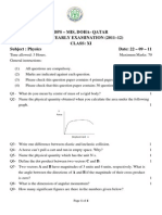DPS - MIS, DOHA- QATAR HALF YEARLY EXAMINATION (2013–14) CLASS: XI Subject: Physics