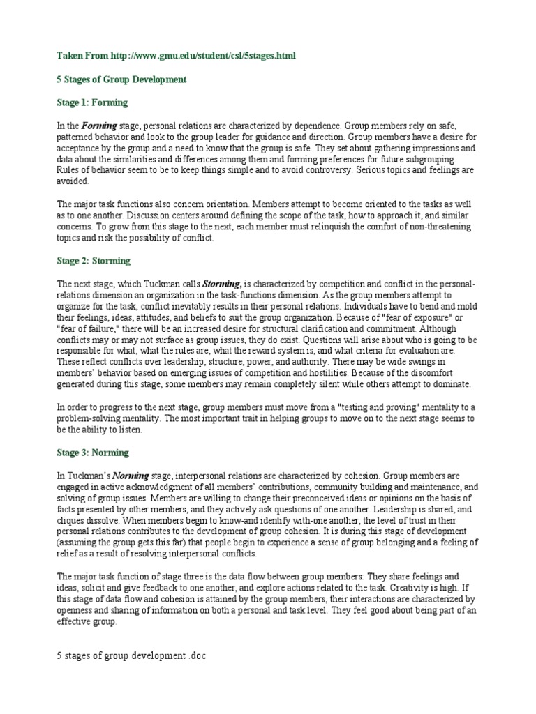 5 Stages of Group Development Explained | PDF | Leadership ...