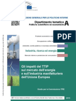 Gli Impatti Del TTIP Sul Mercato Dell'energia e Sull'industria Manifatturiera UE (ITA UNOFFICIAL BY M5S EUROPA)