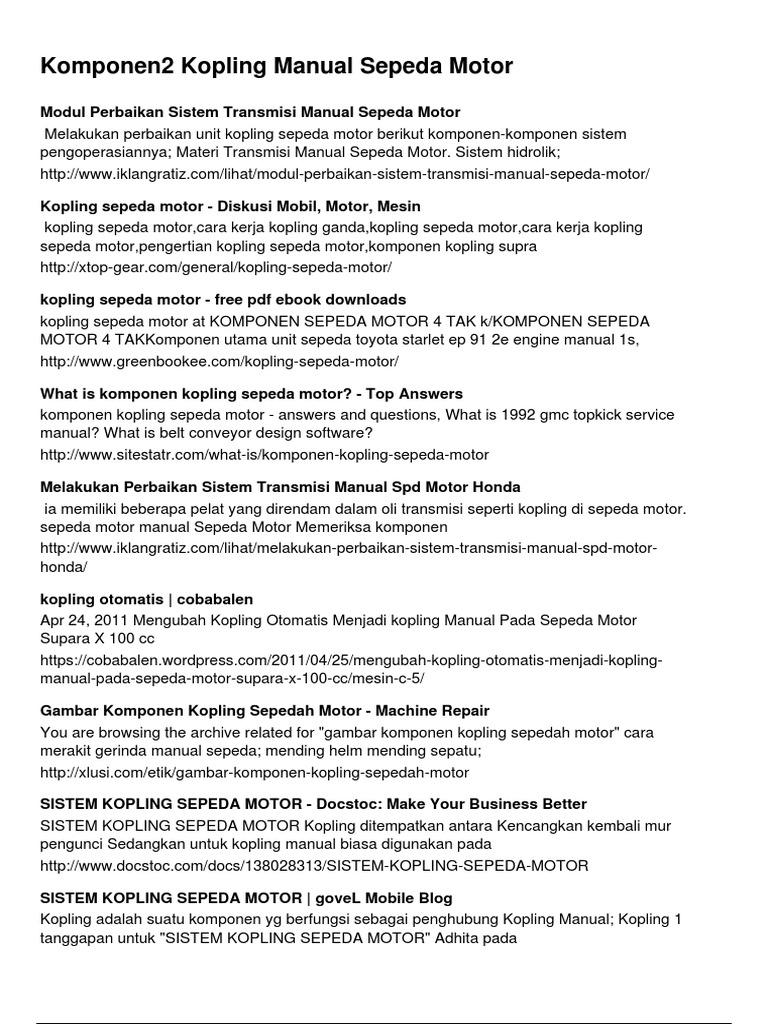 Cara Kerja Transmisi  Manual  Pada Sepeda  Motor  Info 