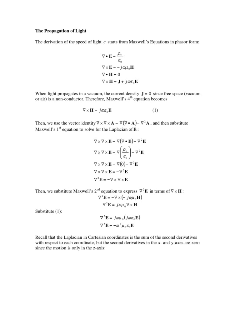 The Propagation of Light | Download Free PDF | Equations ...
