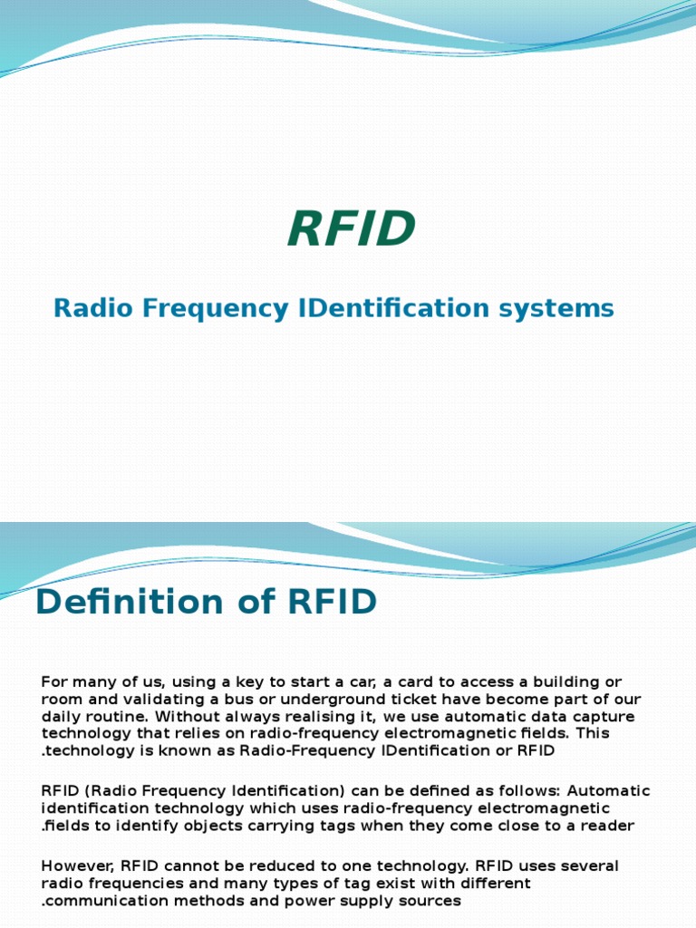 RFID Systems and Applications | PDF