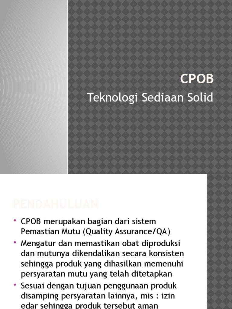 CPOB Teknologi Sediaan Solid