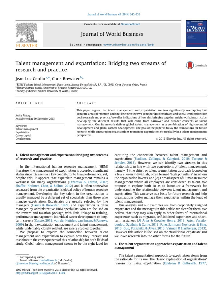 Talent Management and Expatriation Insights | PDF | Talent Management ...
