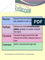 Resumen, Paráfrasis, Cita Textual y Comentario