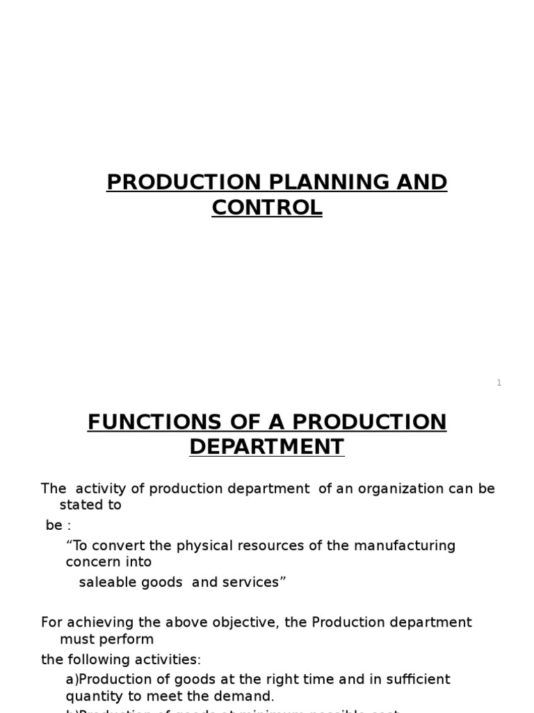Production Planning and Control | PDF | Scheduling (Production ...