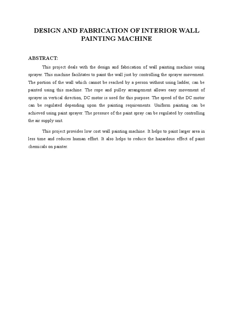 Wall Painting Machine Design and Fabrication | PDF