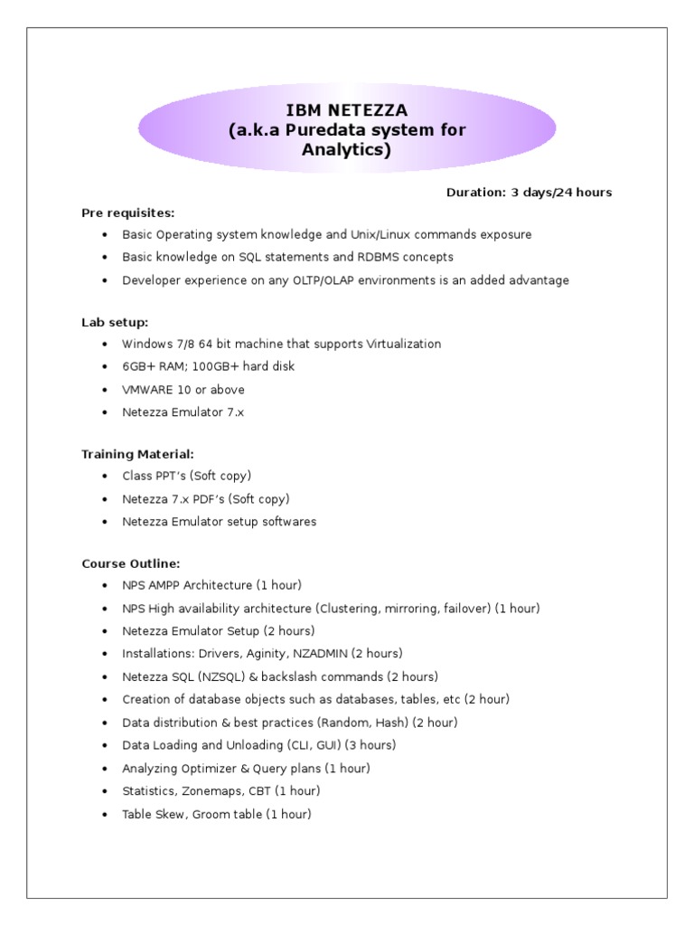 Netezza Training Course Overview | PDF