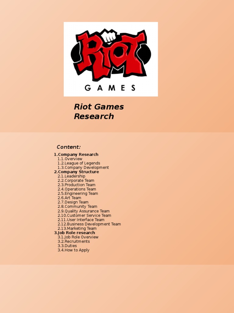 Riot Games Presentation Pdf Video Games Video Game Development