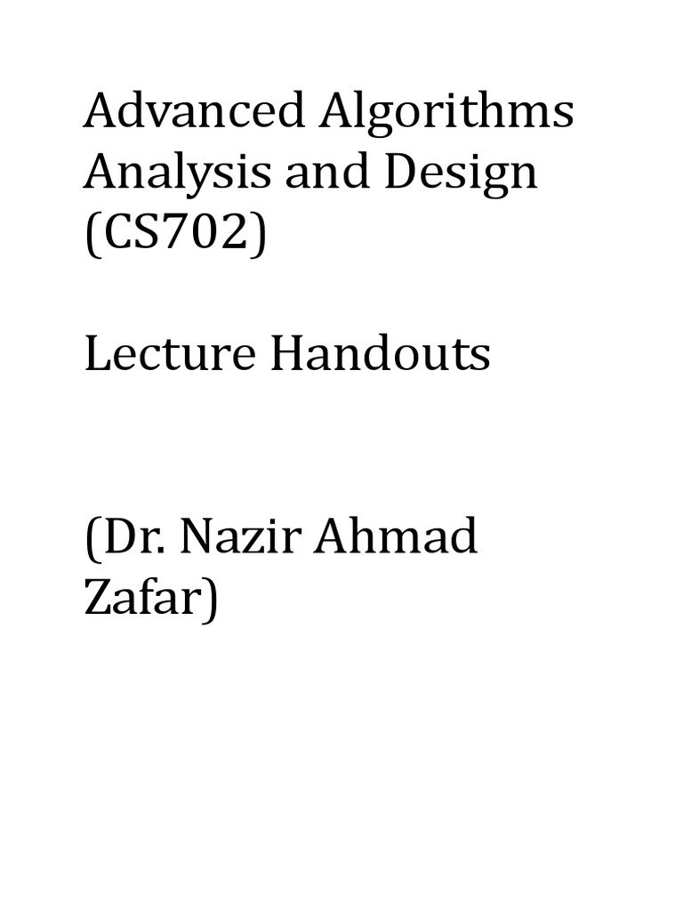 Advanced Algorithms Design and Analysis | PDF | Computational ...