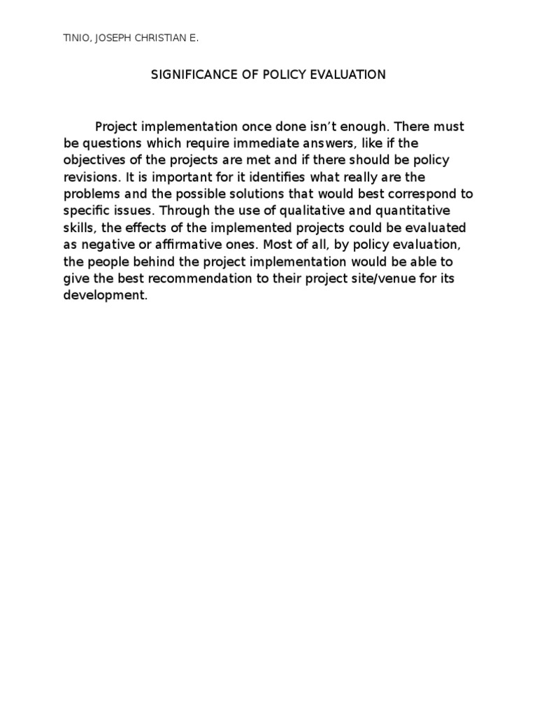 Importance of Policy Evaluation | PDF | Business