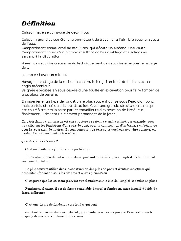 Définition et types de caissons | PDF | Fondation (construction) | Pont