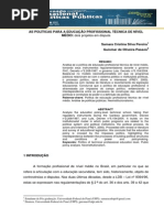 As Politicas Para Educacao Profissional Tecnica de Nivel Medio Dois Projetos Em Disputa