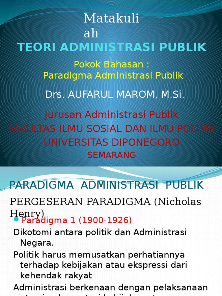 6. Paradigma Administrasi Publik