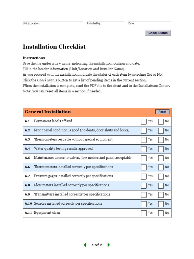 Installation Checklist Template | PDF