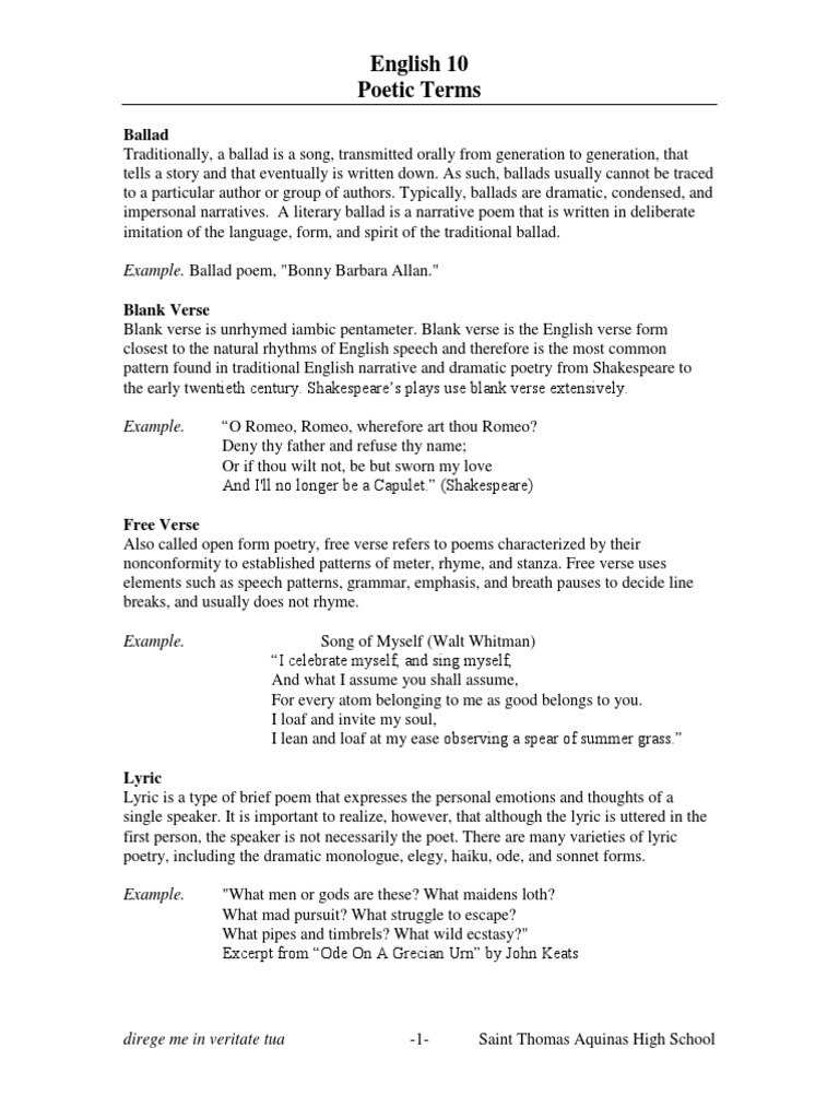 Ballad Poem Examples