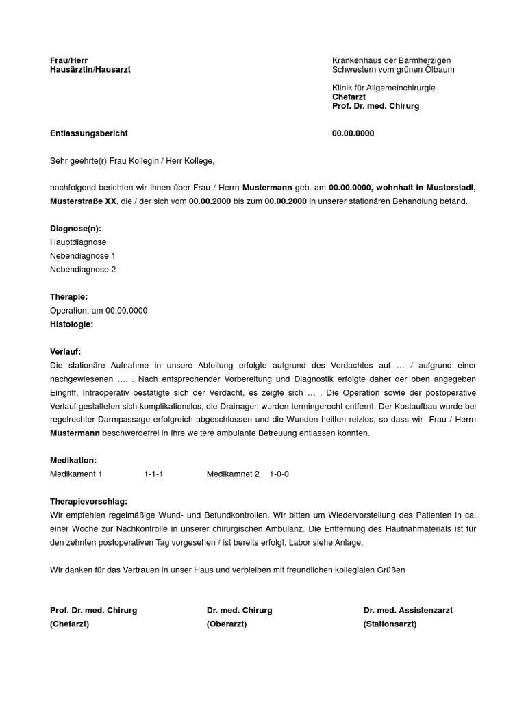 Arztbrief Chirurgie Pdf