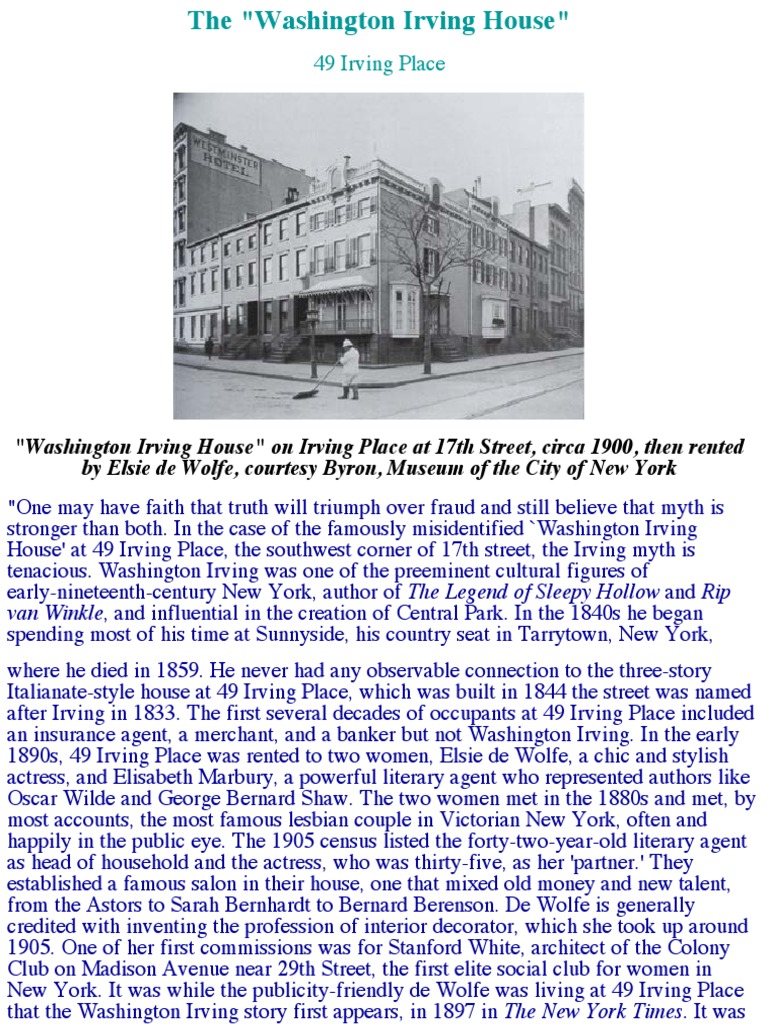 IrvingNew York Streetscapes PDF Washington Irving Manhattan