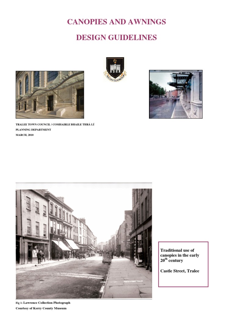Canopies and Awnings Design Guidelines Tralee Town Council Comhairle