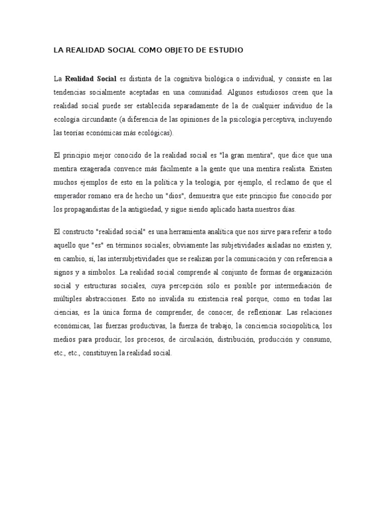Estudio de la Realidad Social | PDF | Ciencias sociales | Science