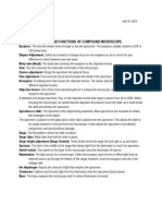 Parts and Functions of Compound Microscope