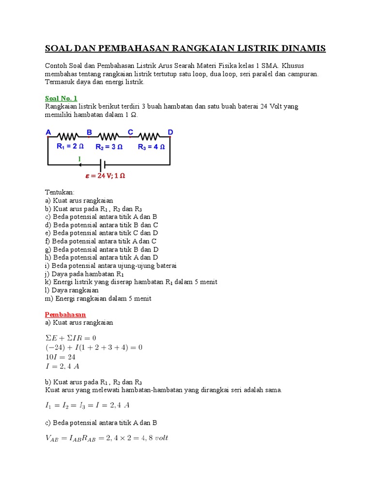 Contoh Soal Kuat Arus Listrik Dan Pembahasannya
