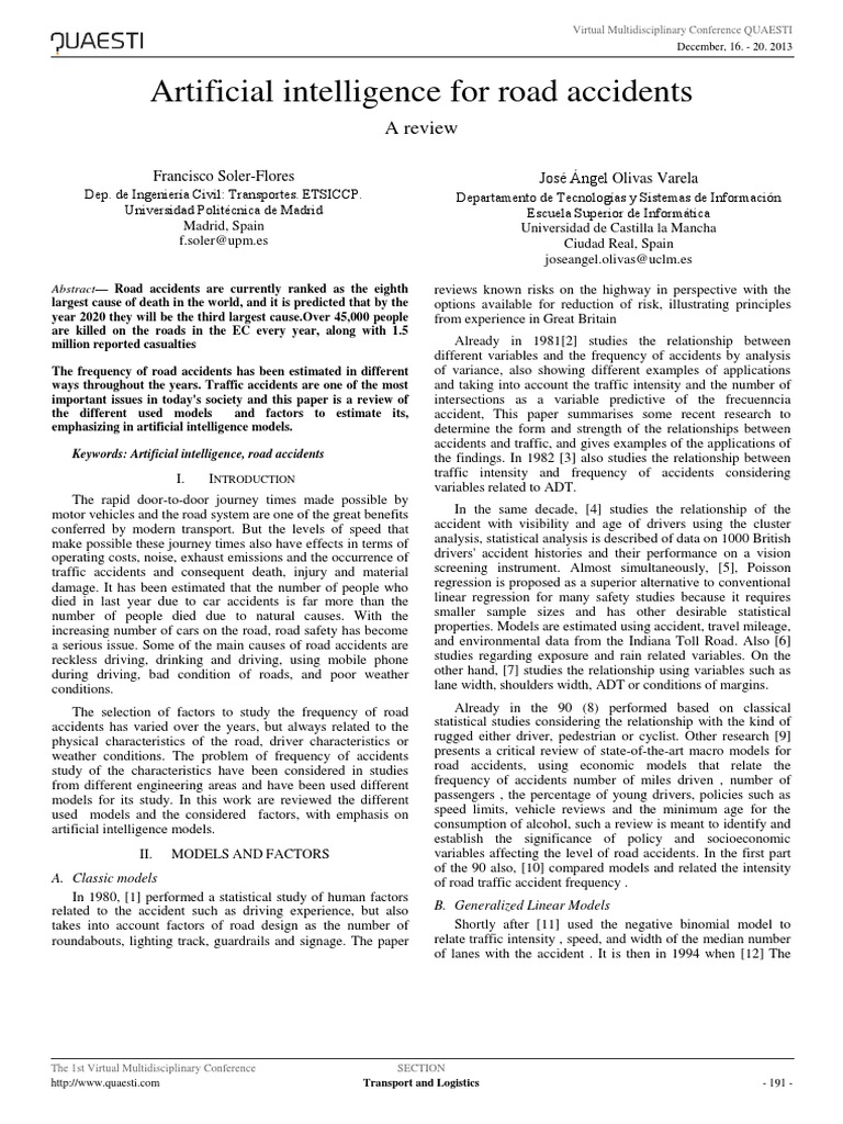 AI Models in Road Accident Analysis | PDF | Bayesian Network | Traffic ...