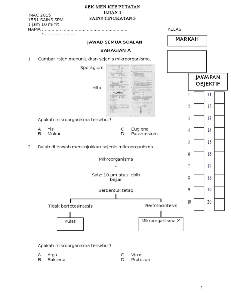 Ujian Mac Form 5 Sains