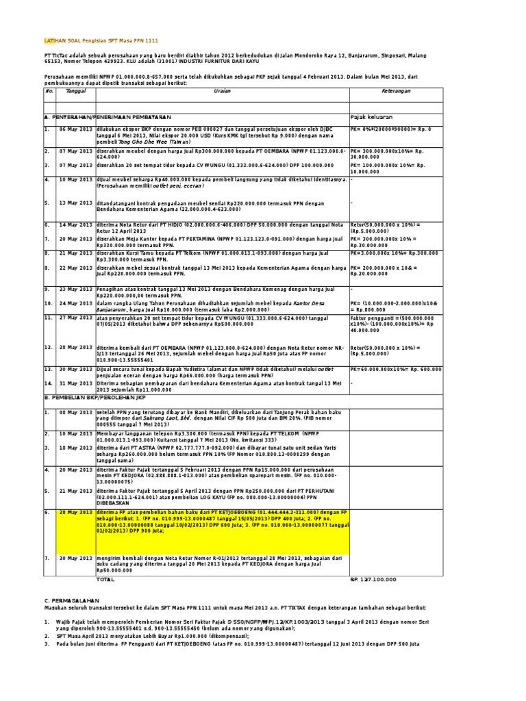 Contoh Perhitungan Manual Ppn