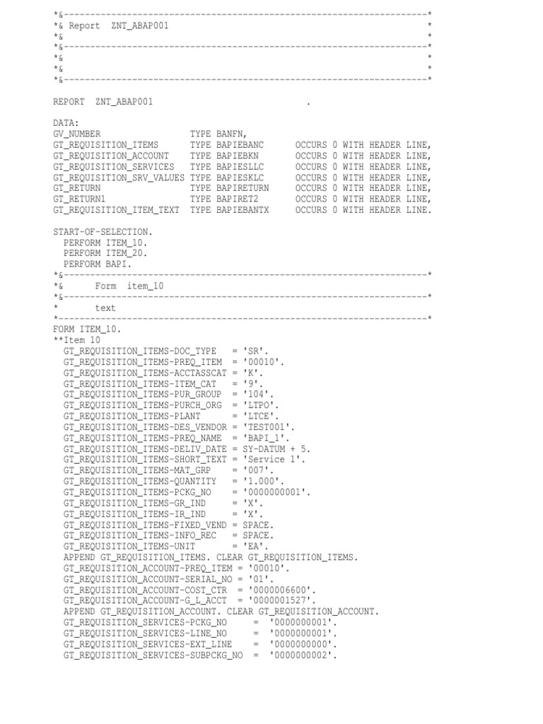 BAPI Purchase Requisition Creation Guide | PDF | Control Flow | Systems ...