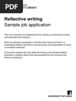 Reflective Writing: Sample Job Application