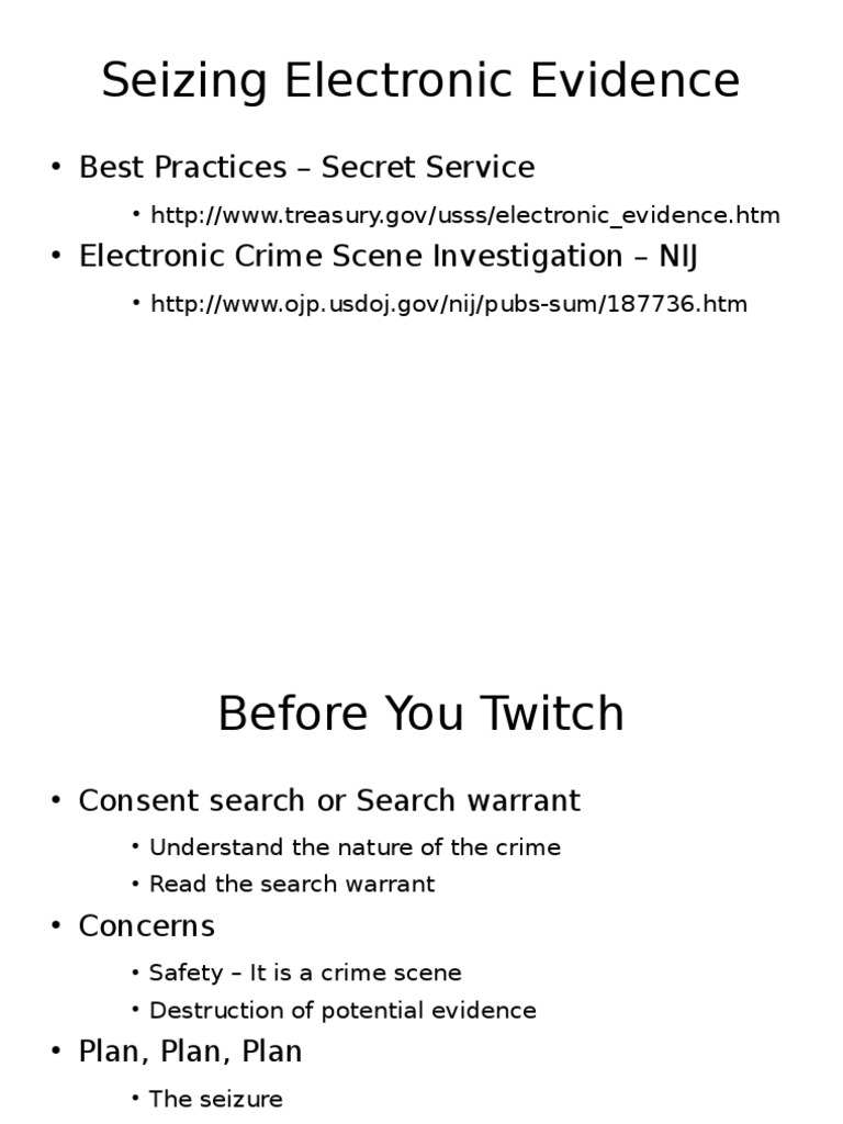 Seizing Electronic Evidence: Best Practices - Secret Service Electronic ...