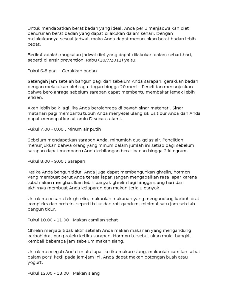 Jadwal Diet Pdf