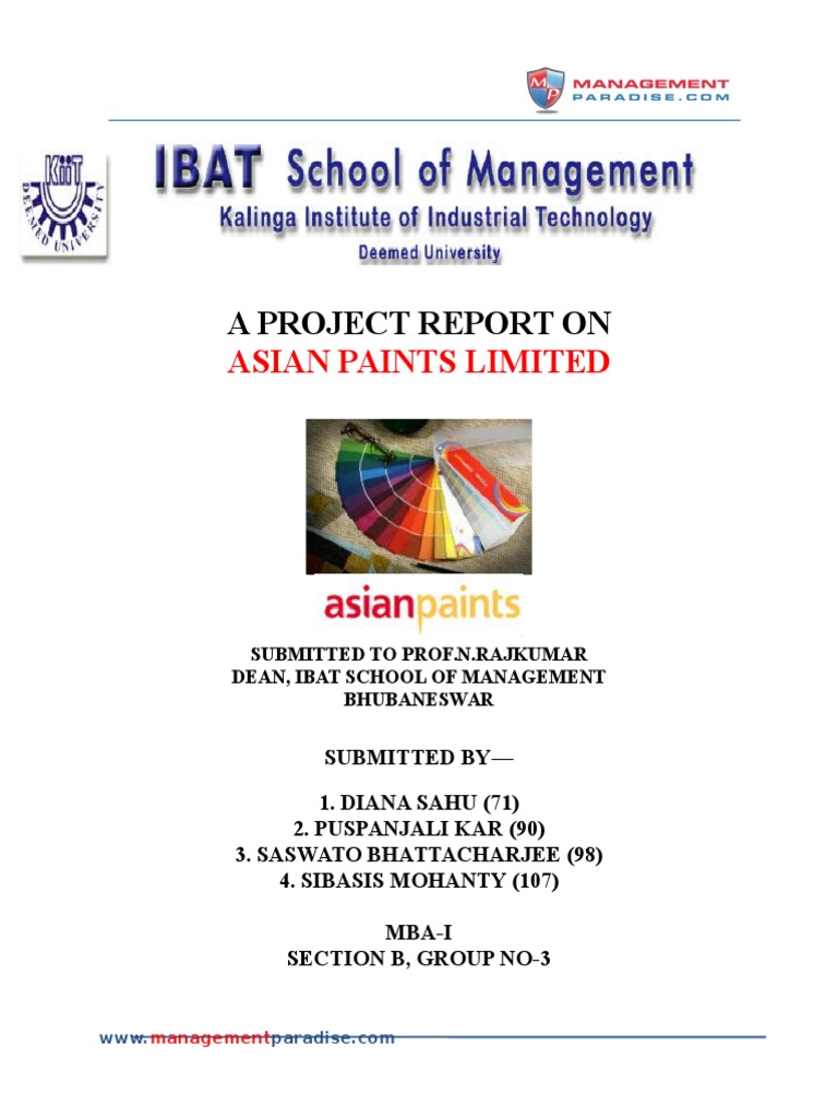 Project On Marketing Strategy of Asian Paints | PDF | Market ...