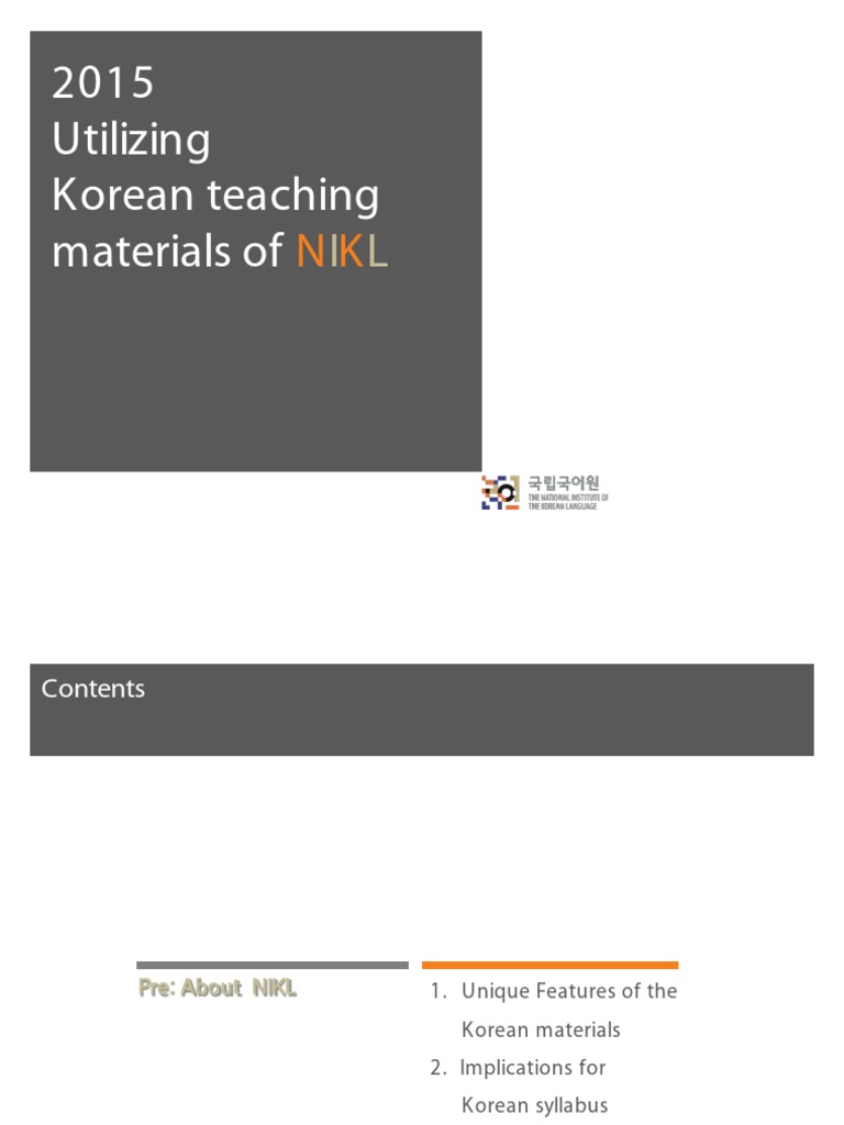 Utilizing Korean Teaching Matrials of Nikl Ji Min Gu | PDF