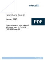 Mark Scheme (Results) January 2015: Pearson Edexcel International Advanced Level in Chemistry (WCH05) Paper 01