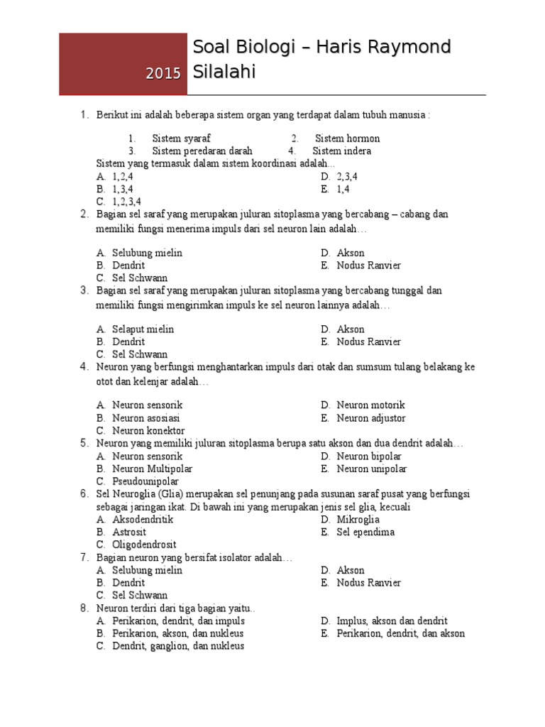 Soal Sistem Koordinasi Haris Rs