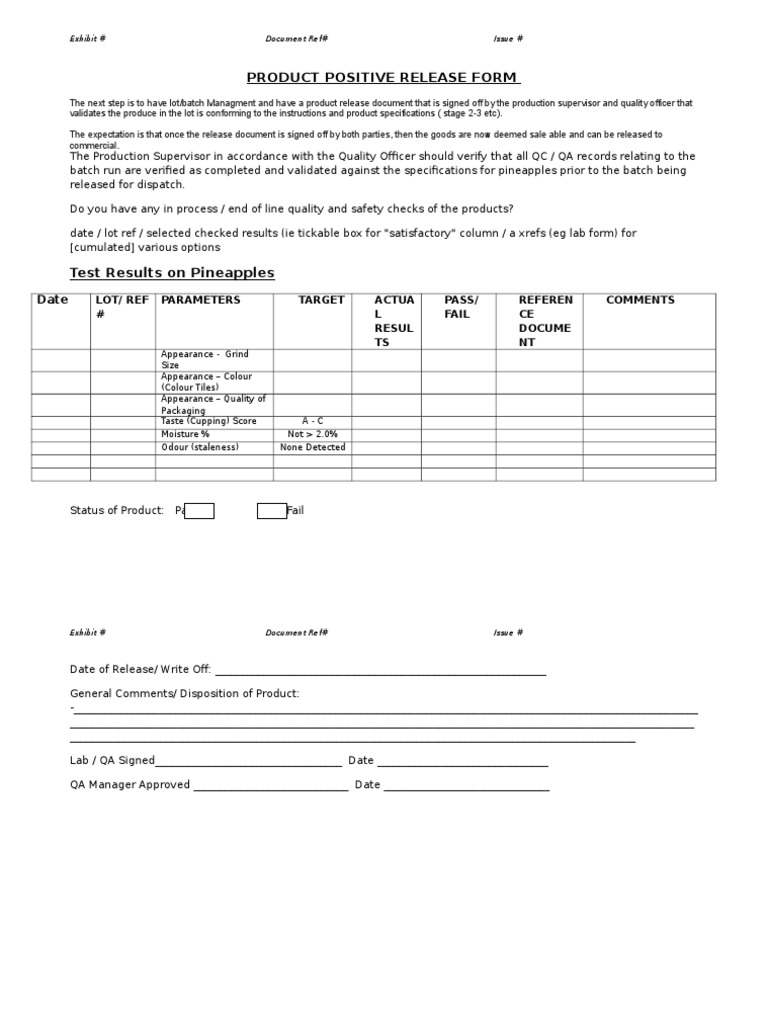Positive Release Form