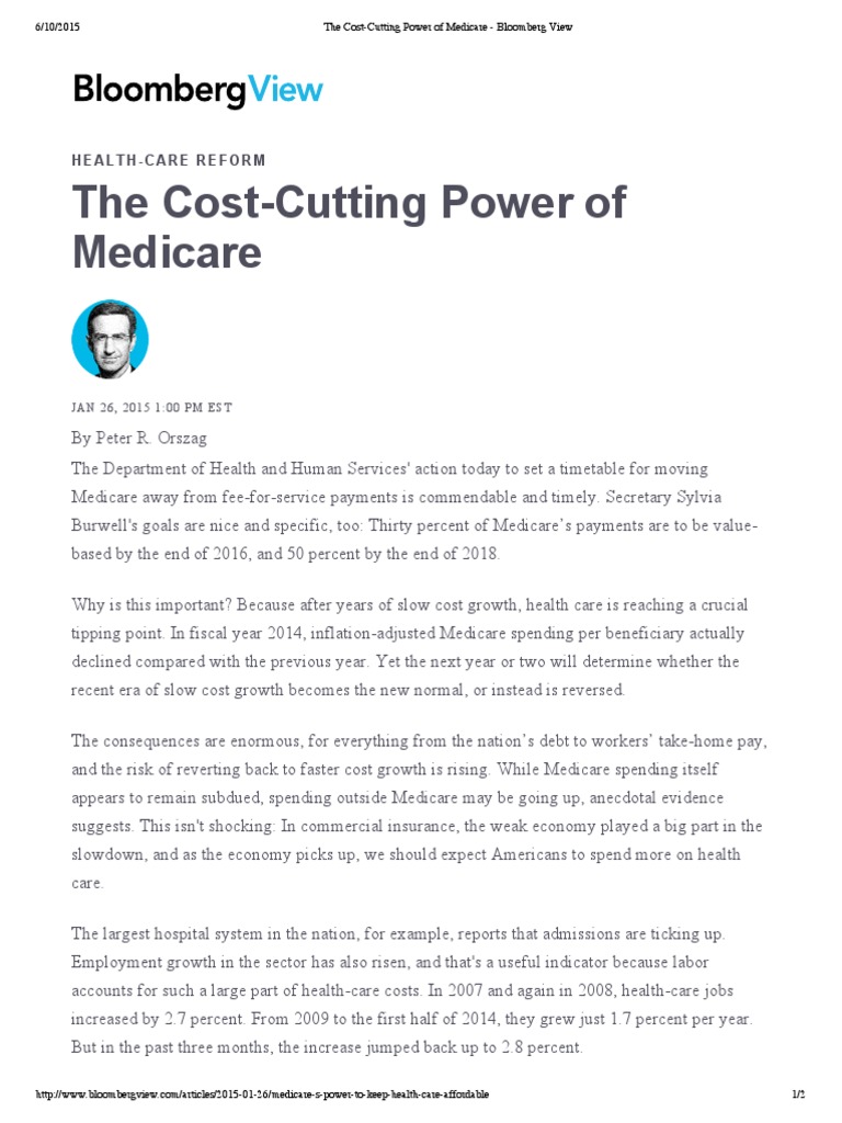 Medicare's Role in Health Cost Control | PDF