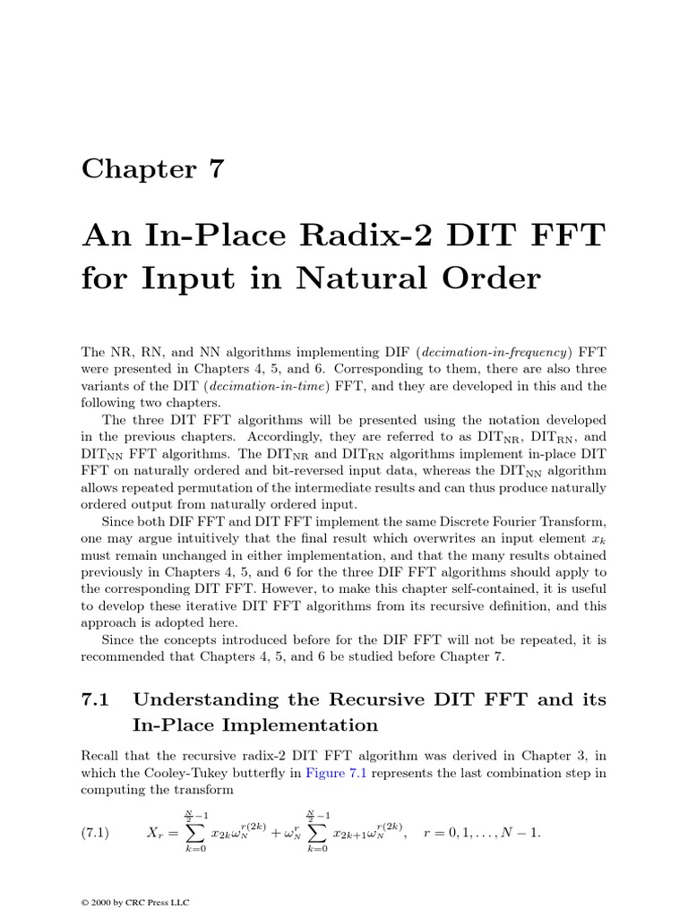 An In-Place Radix-2 DIT FFT For Input in Natural Order | PDF | Fast ...