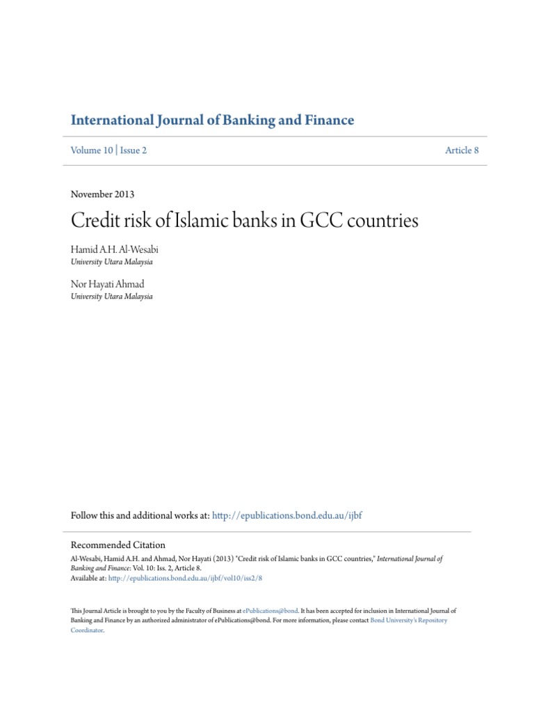 Credit Risk in GCC Islamic Banks | PDF | Islamic Banking And Finance ...