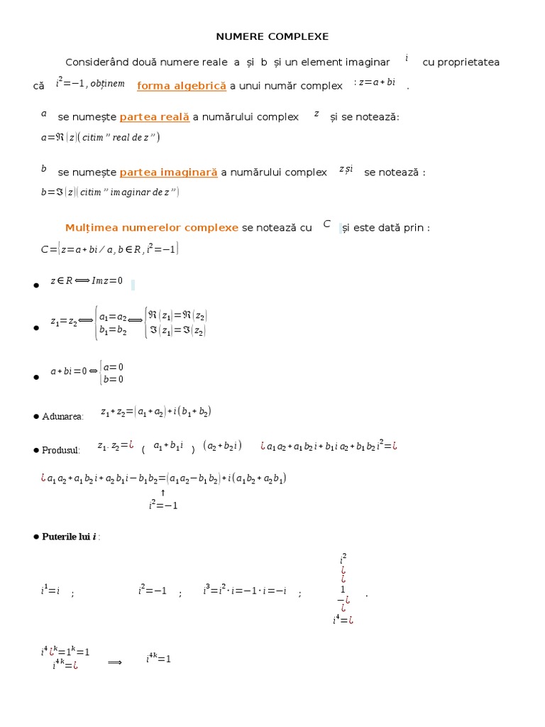 Numere Complexe Formule | PDF