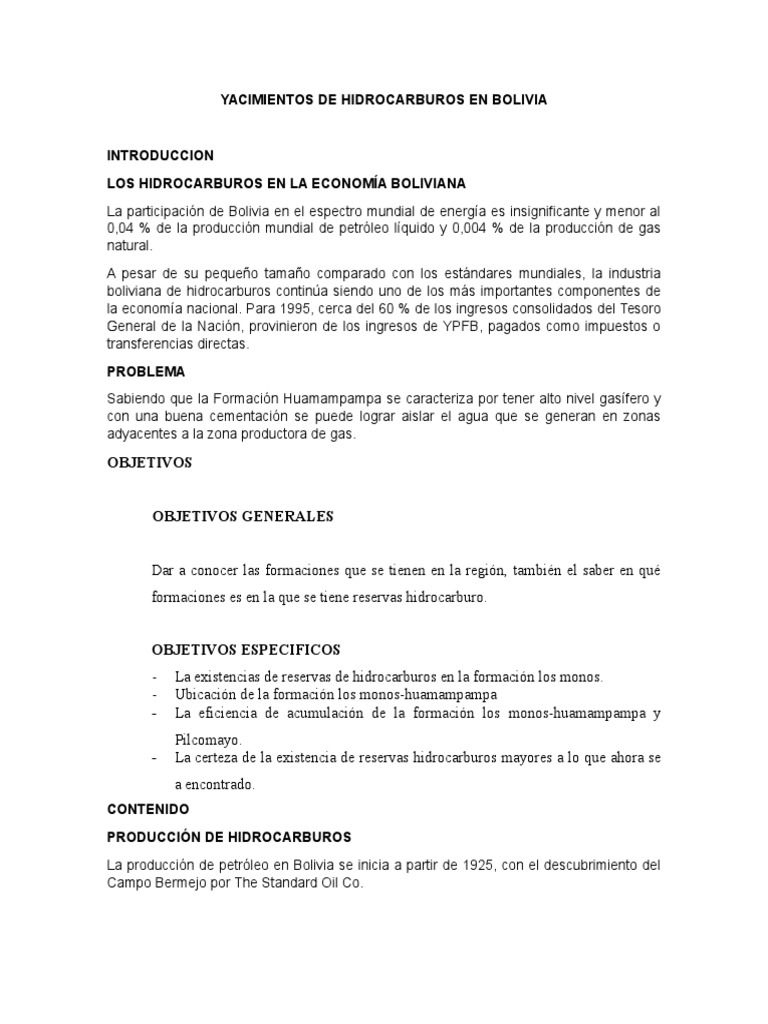 Yacimientos de Hidrocarburos en Bolivia | Descargar gratis PDF ...