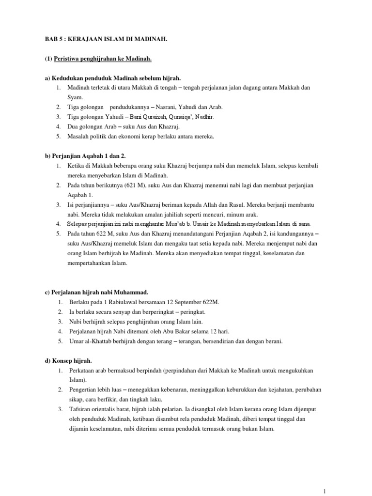 Bab 5 Kerajaan Islam Di Madinah Pdf