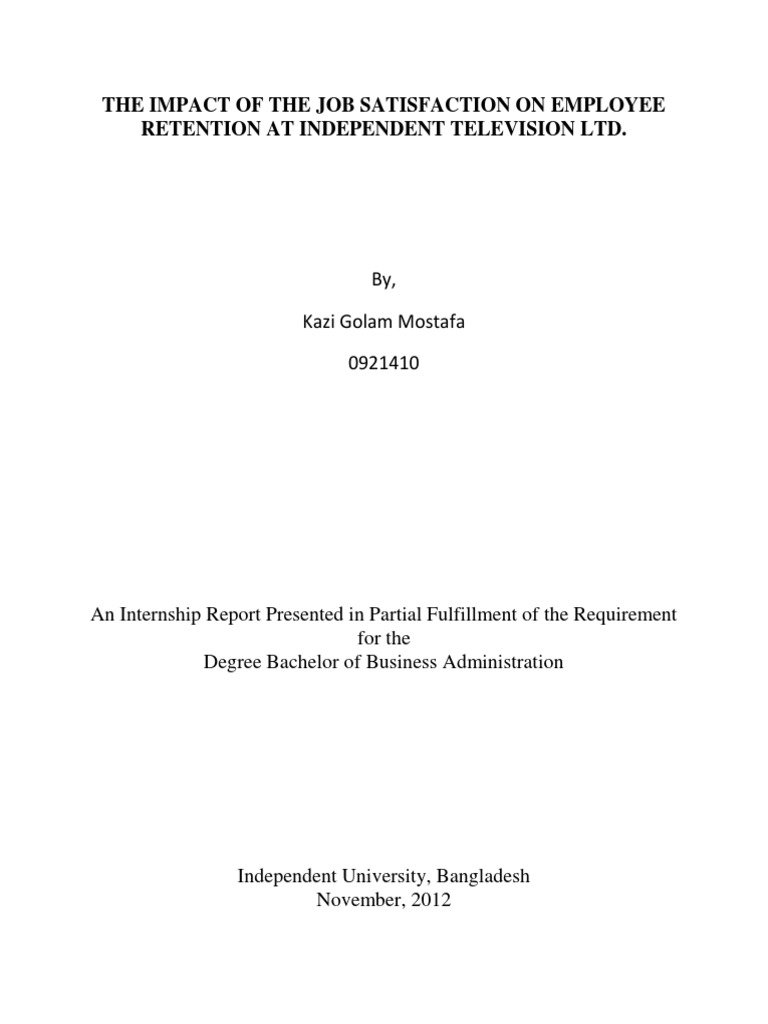 Impact of Job Satisfaction On Employees Retention TV PDF | PDF | Job ...