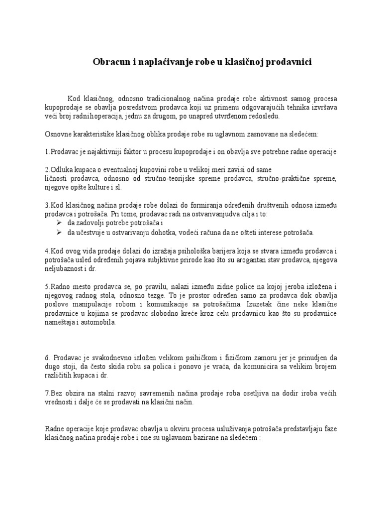 Prodaja Robe U Prodavnici Maturski | PDF